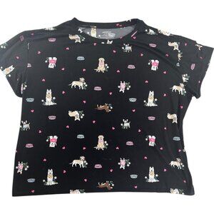 Joyspun Shirt Black Women Plus Size 3X Short Sleeve Dog Logo